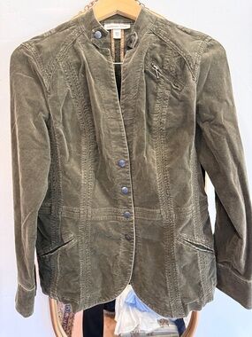 Coldwater Creek Olive Corduroy Utility Jacket